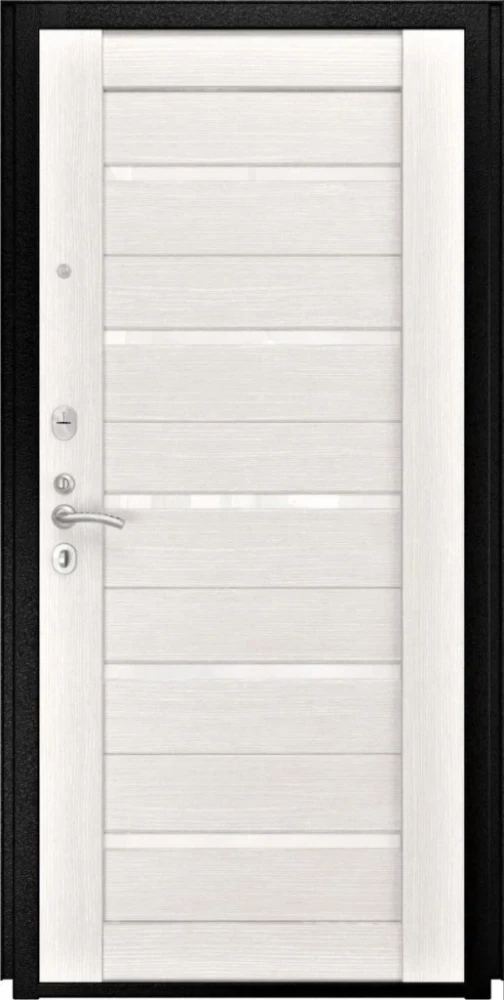 Входная дверь ДвериПРО L-Термо серебро СБ-1 (лак. белое, 16мм, беленый дуб) DPRO196028 внутренняя сторона