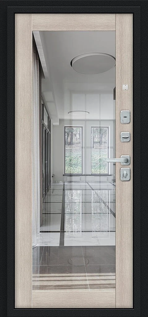 Входная дверь Флэш МФ/BChrome Букле черное/Cappuccino Melinga BR6198 внутренняя сторона