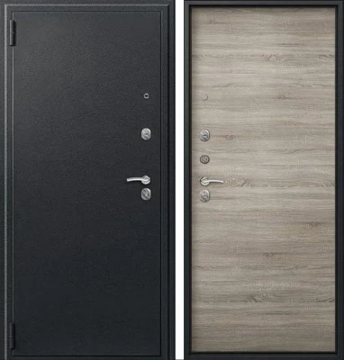 Дверь O-11 Черный сатин - Дуб светлый